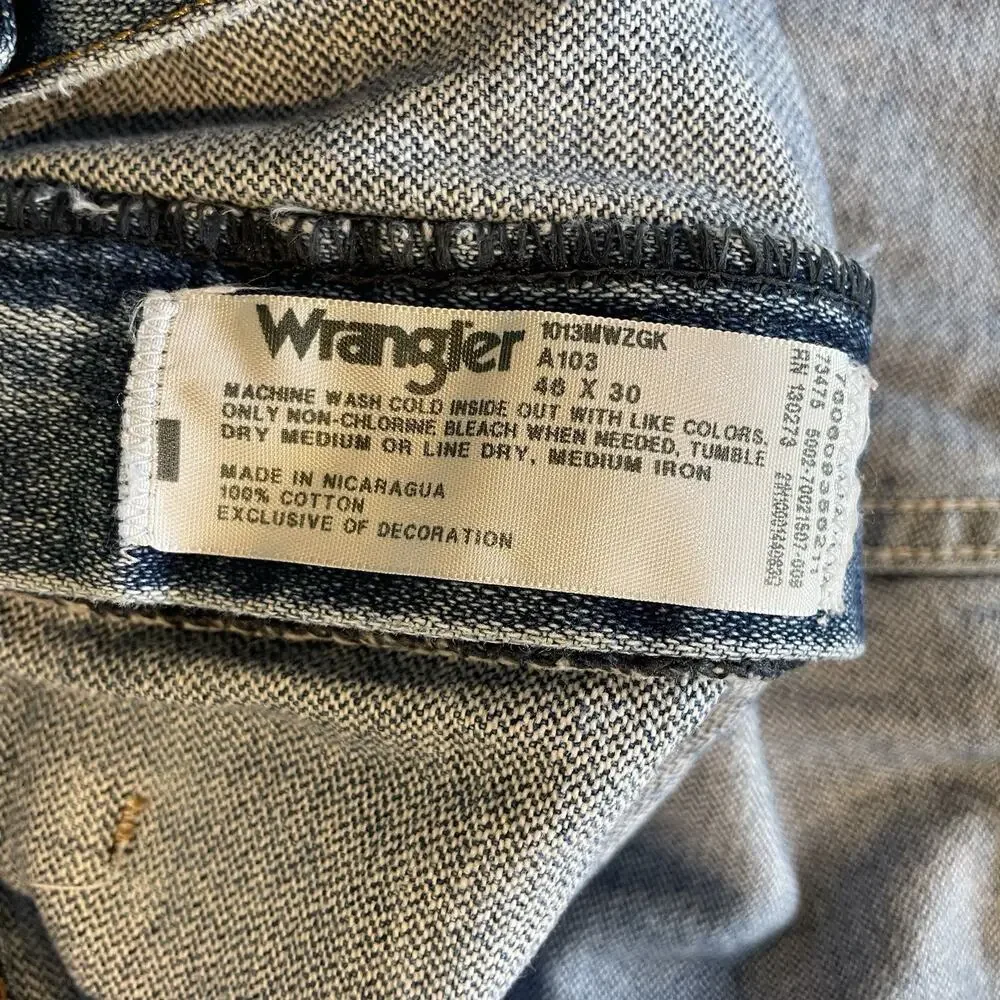 Wrangler 13MWZGK Cowboy Cut‎ Original Fit Blue Denim Jeans Men's 46x30 Rodeo